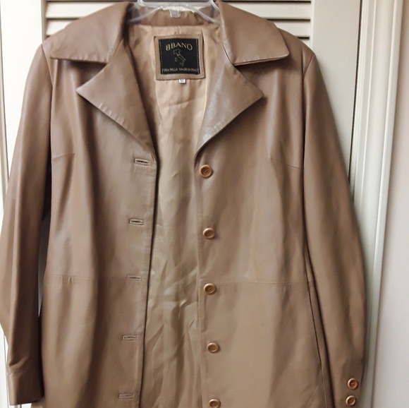 Vere Pelle Italy Tan Trench Coat M Vegan Leather - Picture 1 of 10